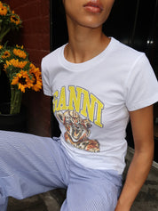 Basic Cotton Jersey Baby Fit Tiger in Bright White