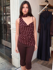Adrie Top in Brown Polka Dot