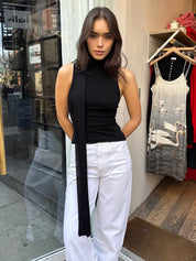 Knit Scarf Top in Black