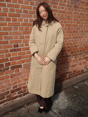 Melly Corduroy Collard Trench Coat in Khaki