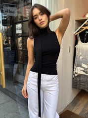 Knit Scarf Top in Black