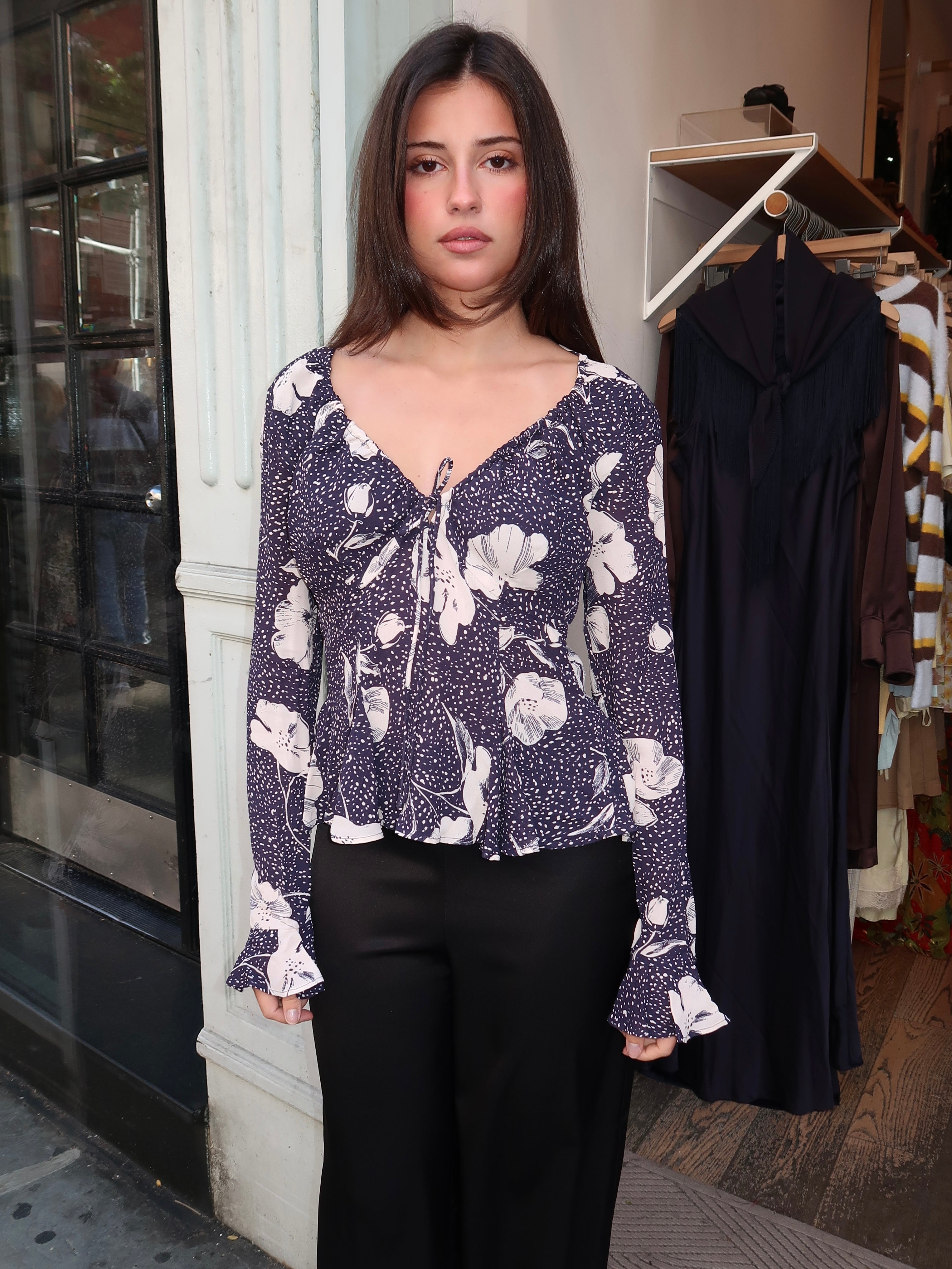 Rosalie Top in Navy Floral