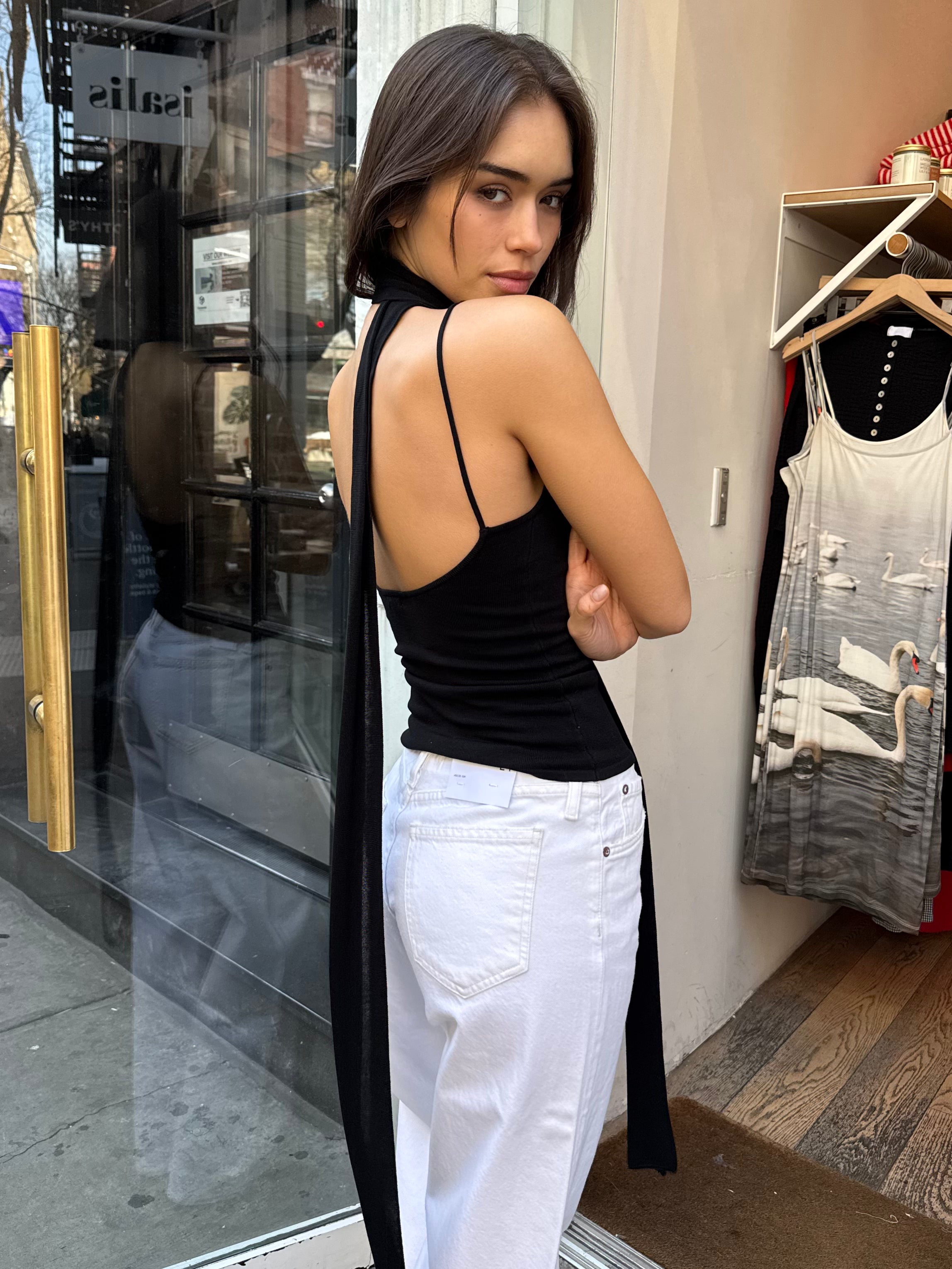 Knit Scarf Top in Black