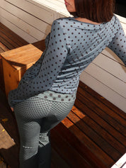 Amelia Top in Slate Polka Dot