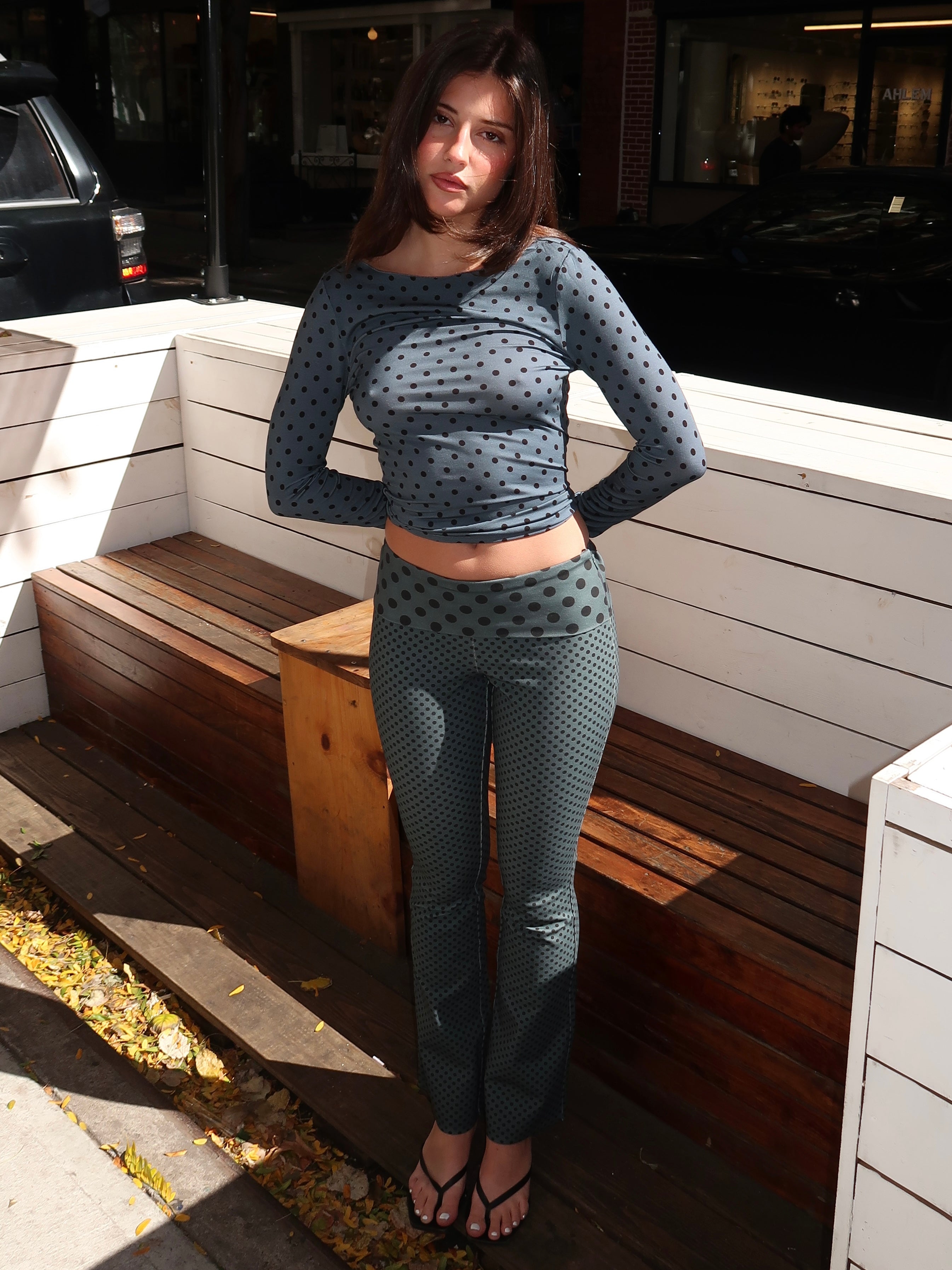 Alba Pant in Slate Polka Dot
