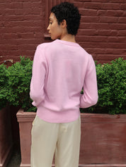 Graphic Wool Sweater Crab in Chalk Pink