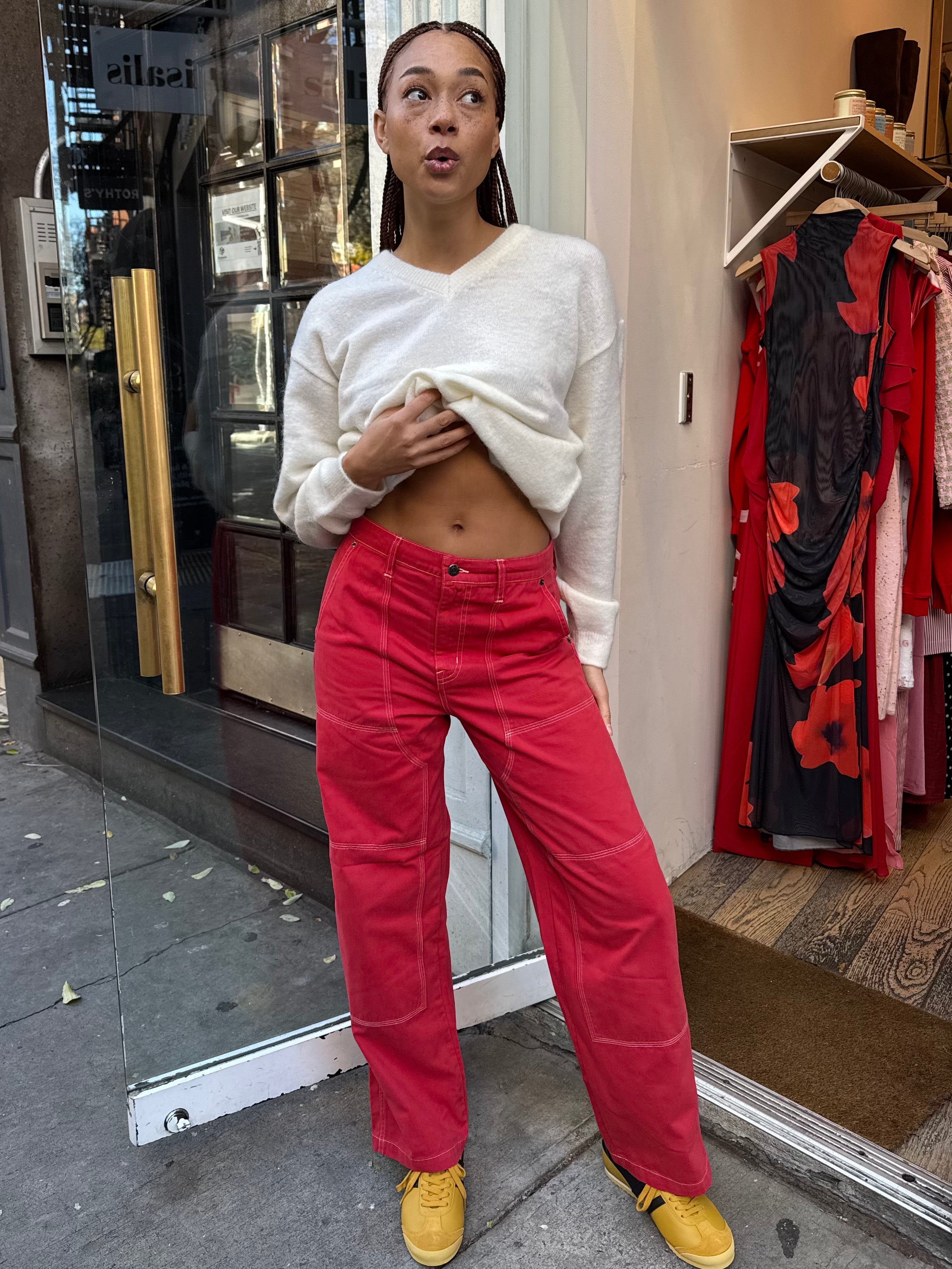 Grady High Rise Carpenter Pant in Rouge