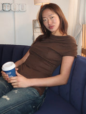 Lupita Cowl Neck Top in Brown