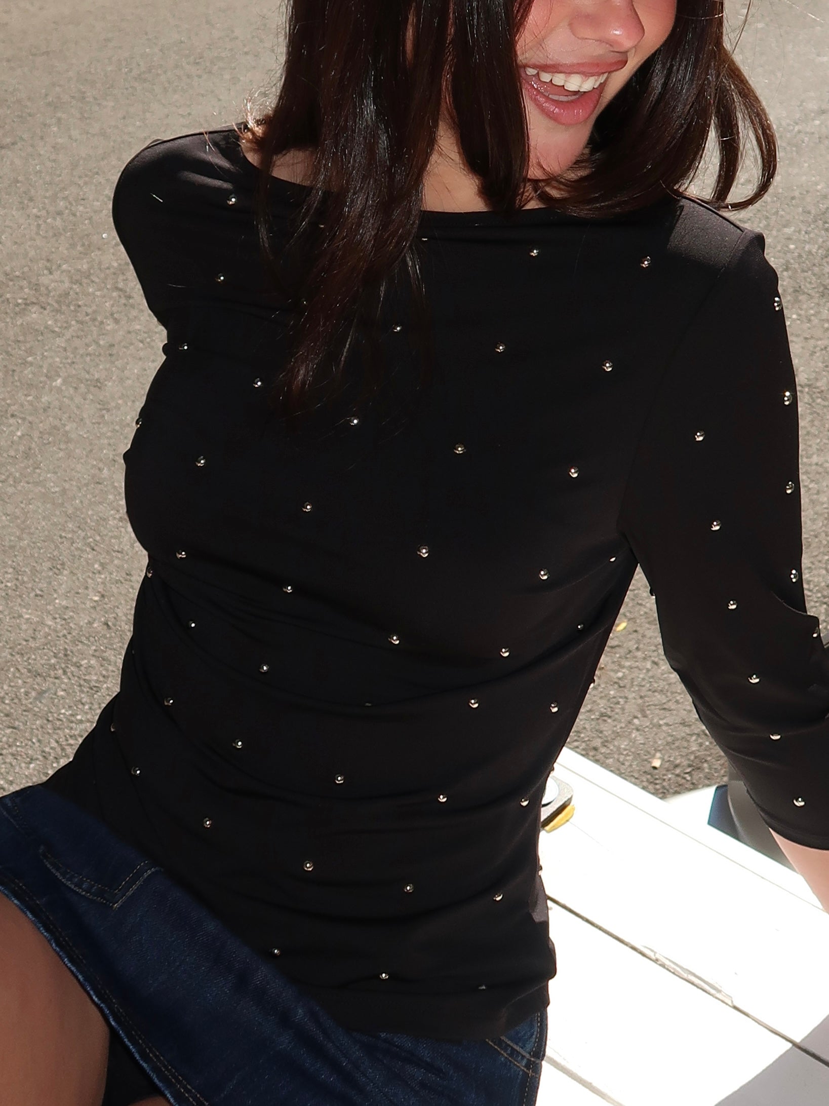 Sunday Top in Black Stud