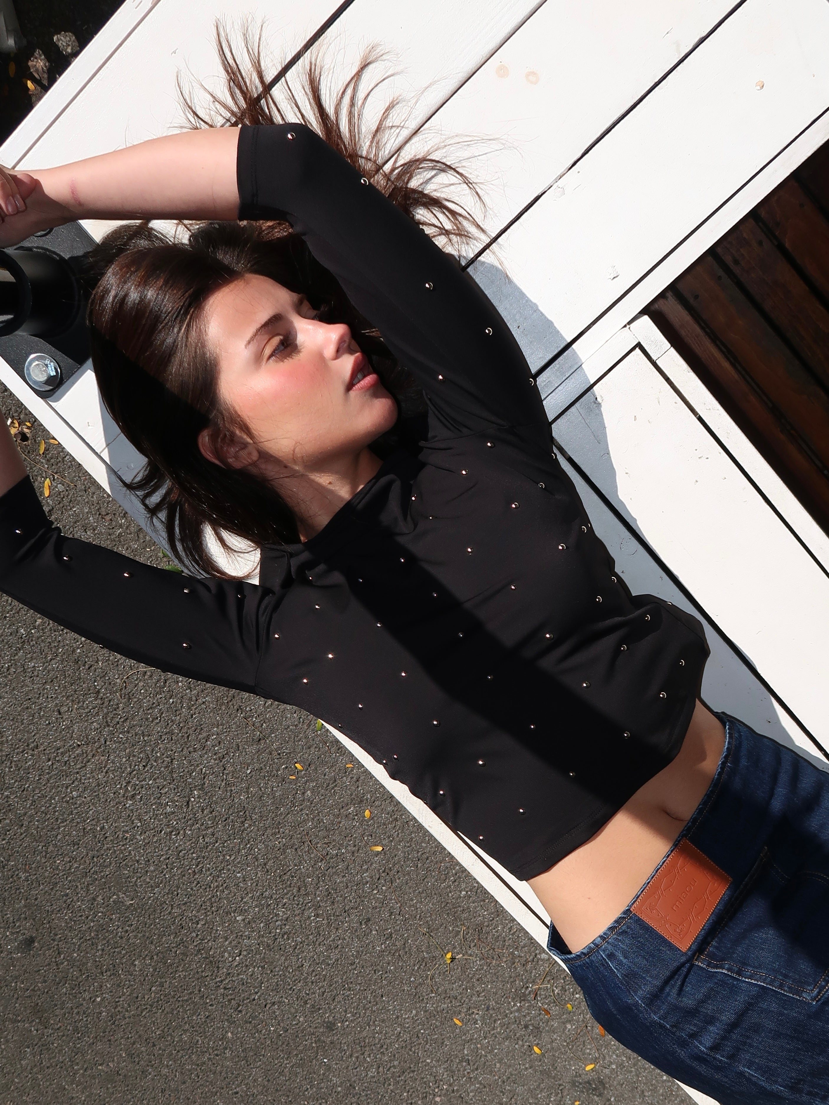 Sunday Top in Black Stud