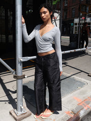 Taffeta Drawstring Cargo Pant in Jet