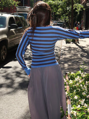 Odessa Sweater in Blue + Grey Stripe