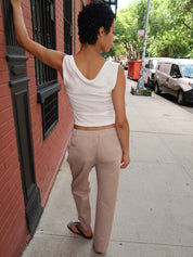 Chino Drawstring Crop Pant in Dark Khaki