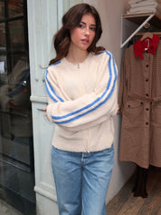 Finley Knit Zip Up Jacket in Cream