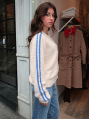 Finley Knit Zip Up Jacket in Cream