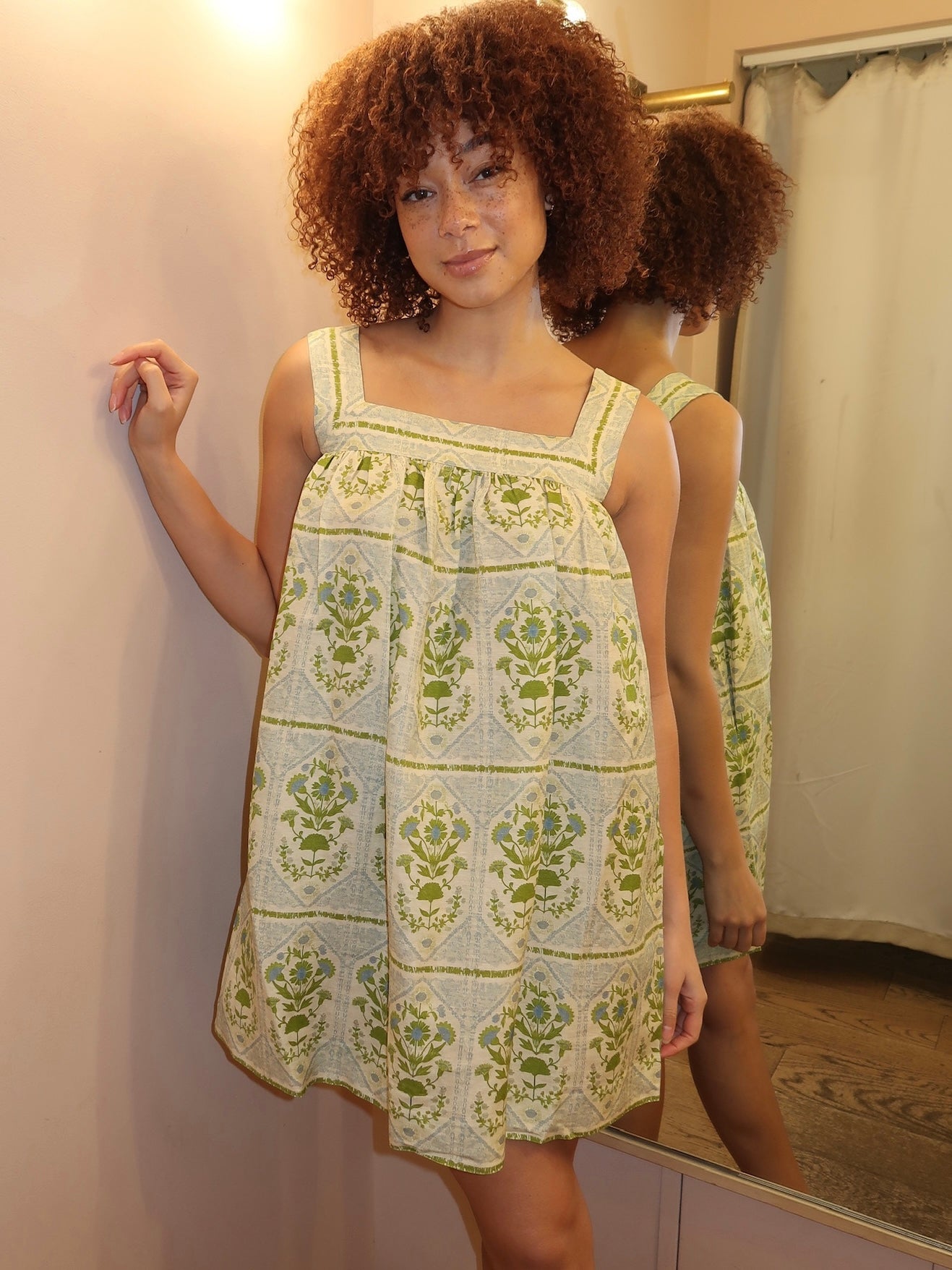 Tipper Dress in Green Trellis