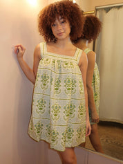 Tipper Dress in Green Trellis