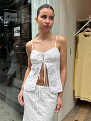 Mia Top in White Crochet