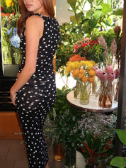 Odette Twist Maxi Skirt in Black Dot