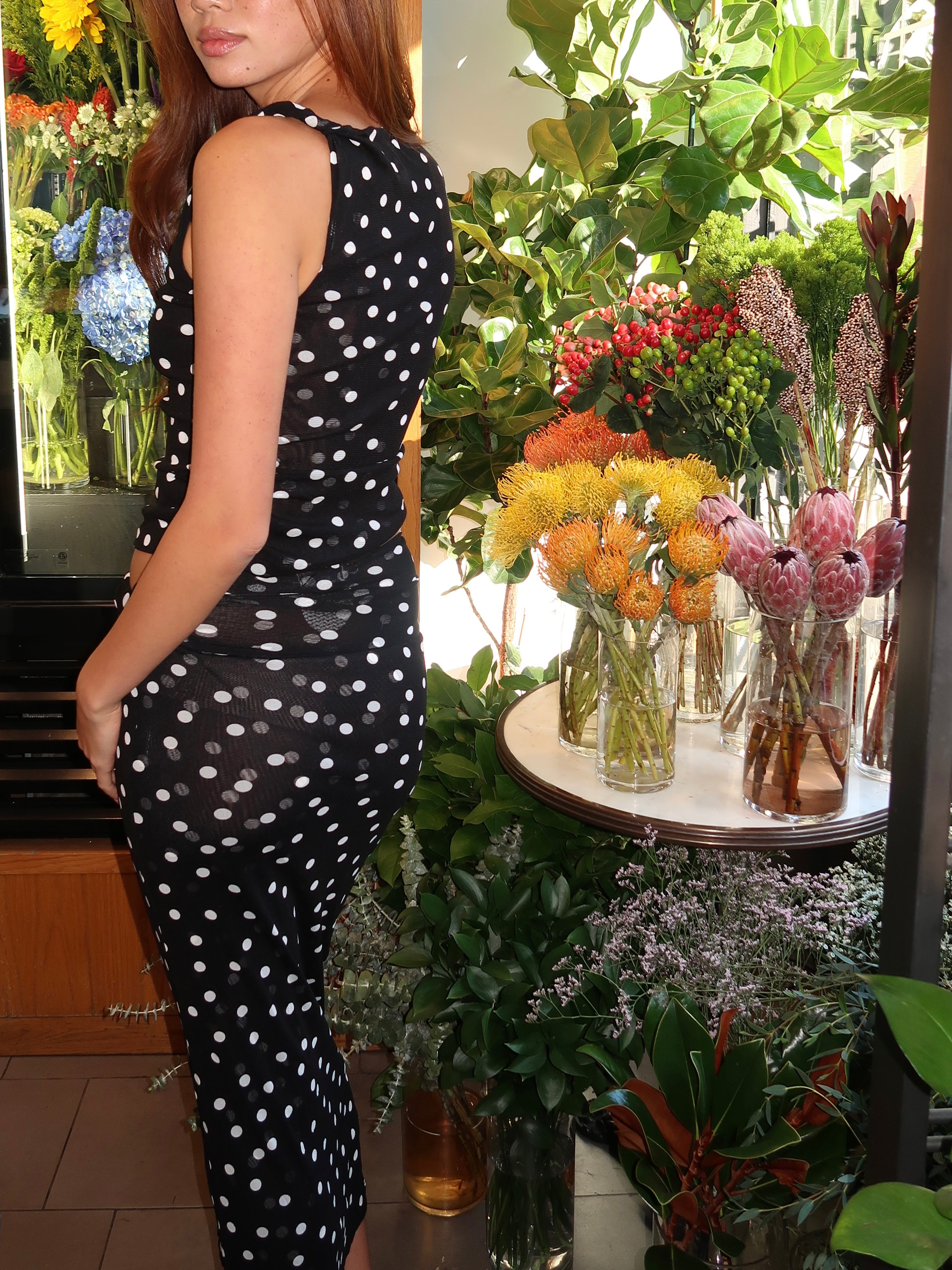 Odette Twist Maxi Skirt in Black Dot