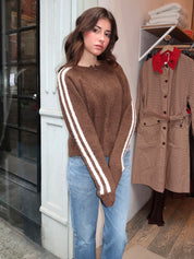 Finley Knit Zip Up Jacket in Brown