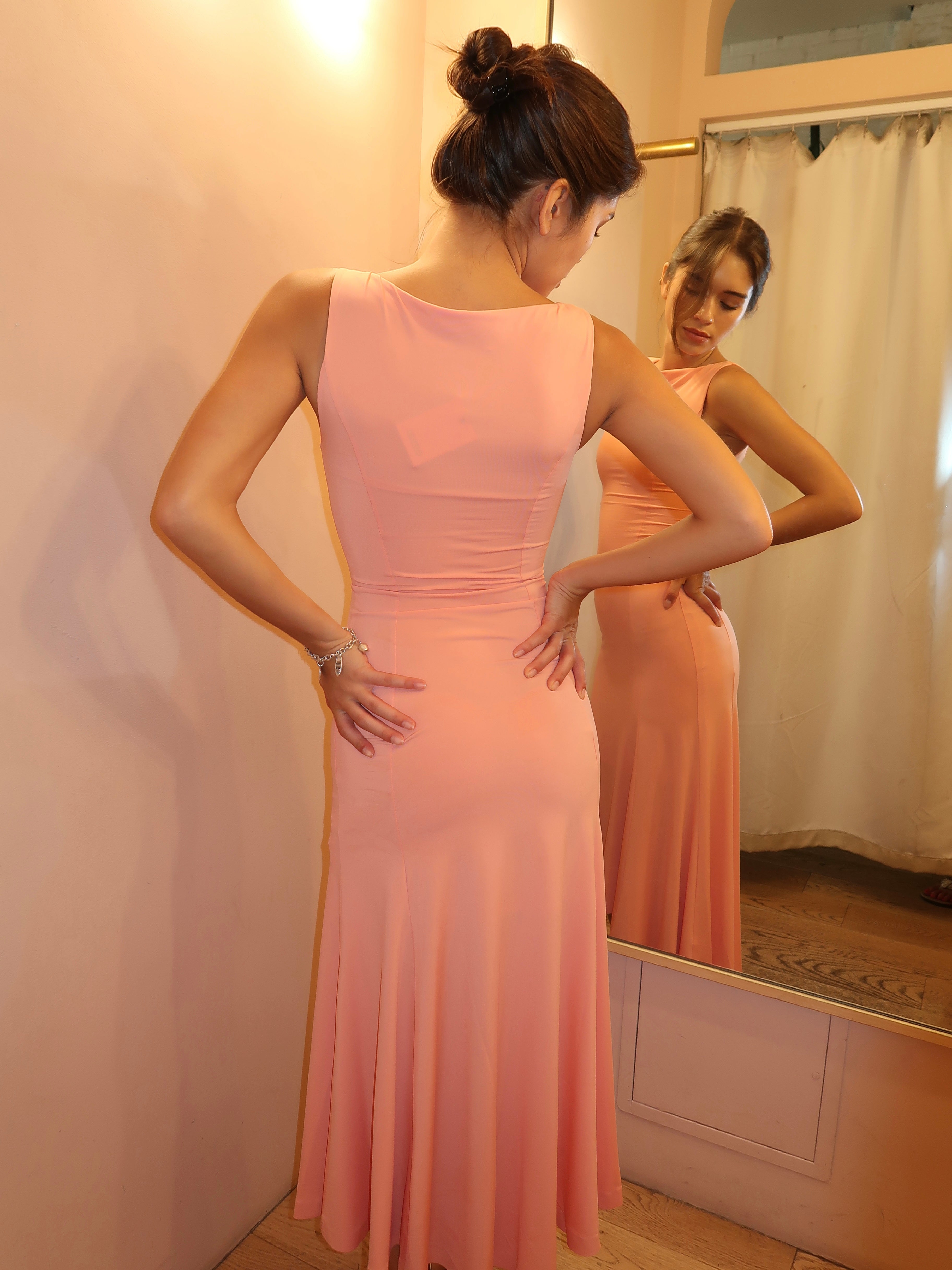 Daye Midi Dress in Light Coral Isalis Daye Midi Dress in Light Coral Isalis