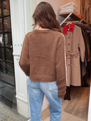Finley Knit Zip Up Jacket in Brown