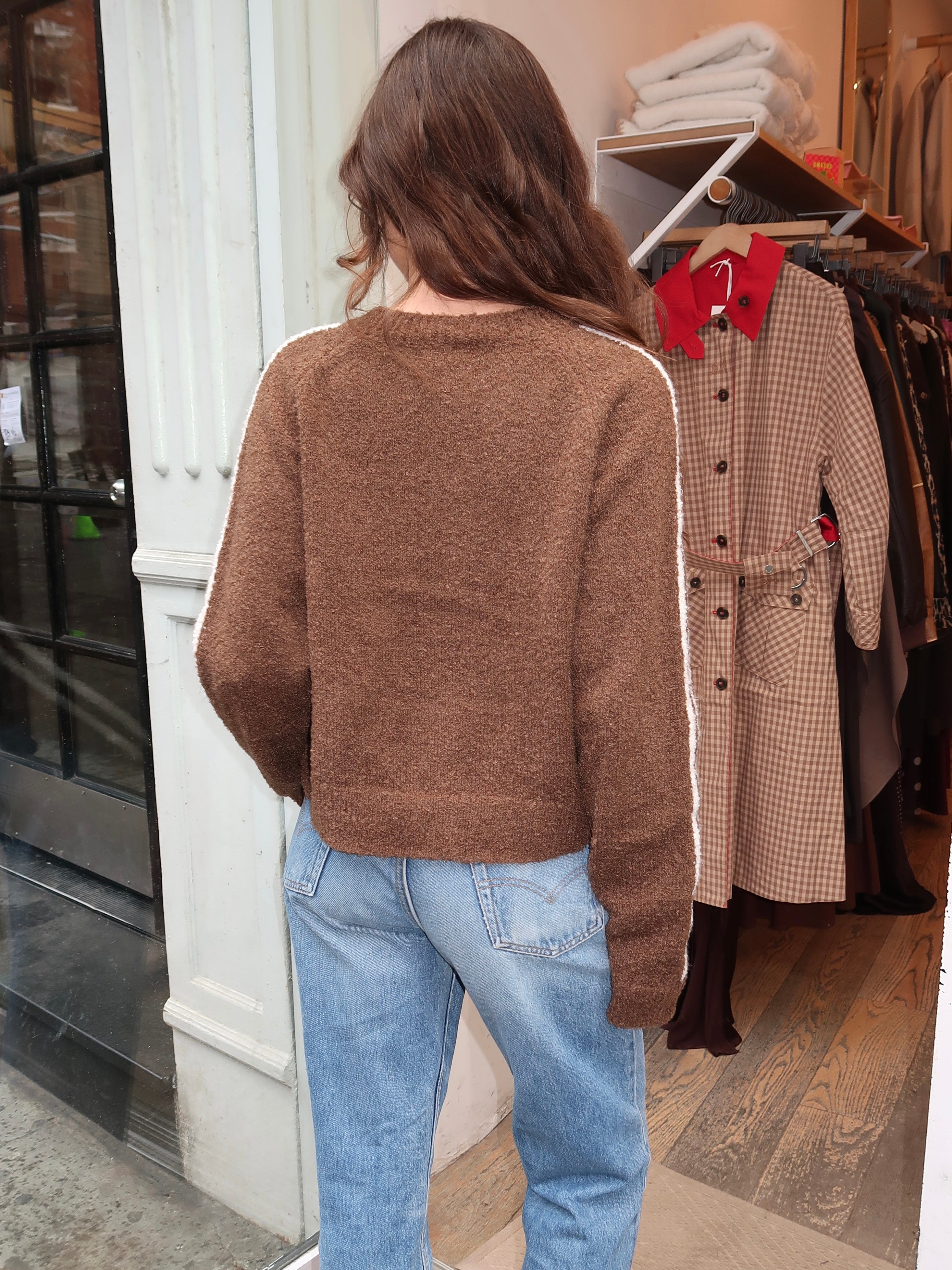 Finley Knit Zip Up Jacket in Brown