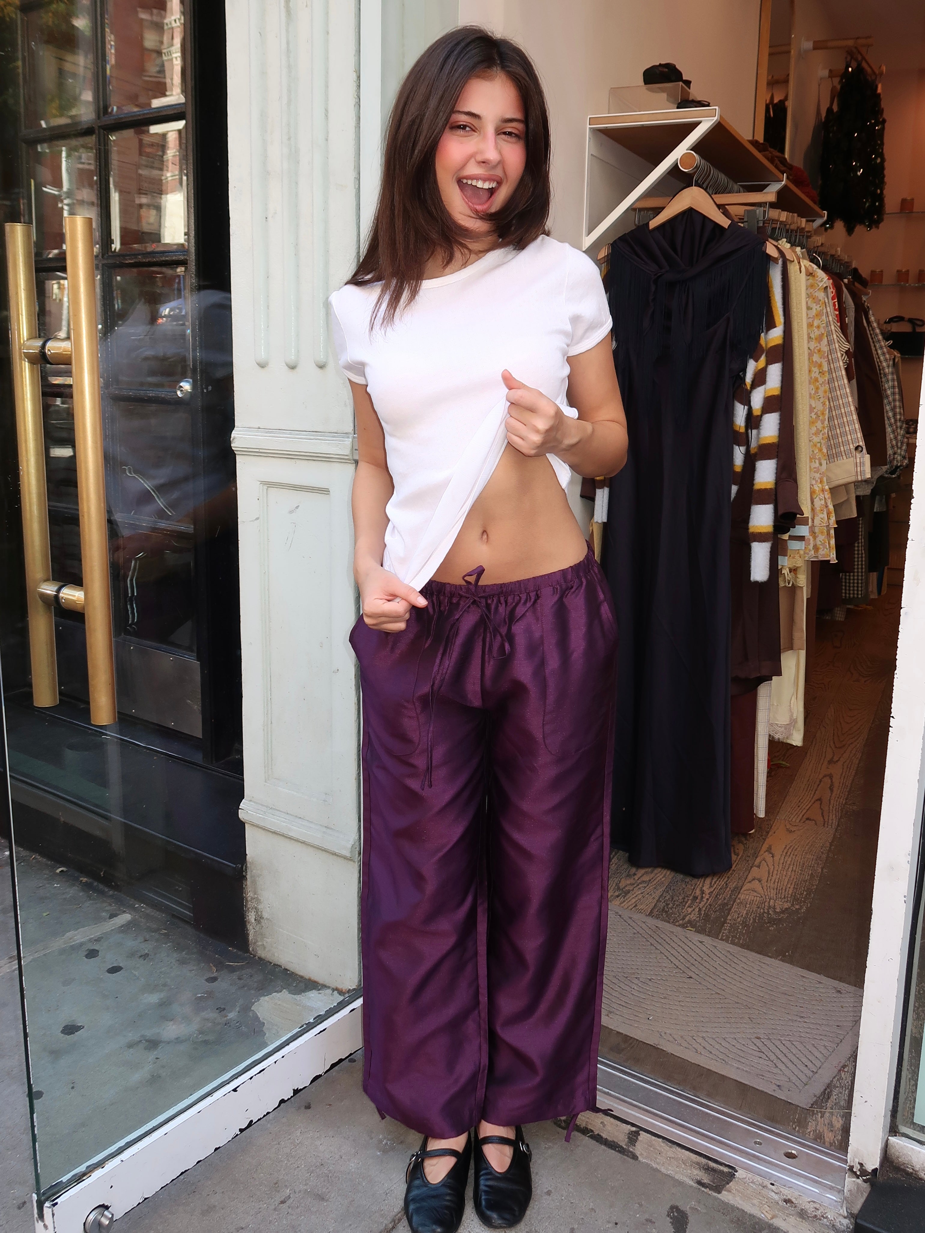 Skye Taffeta Pants in Grape