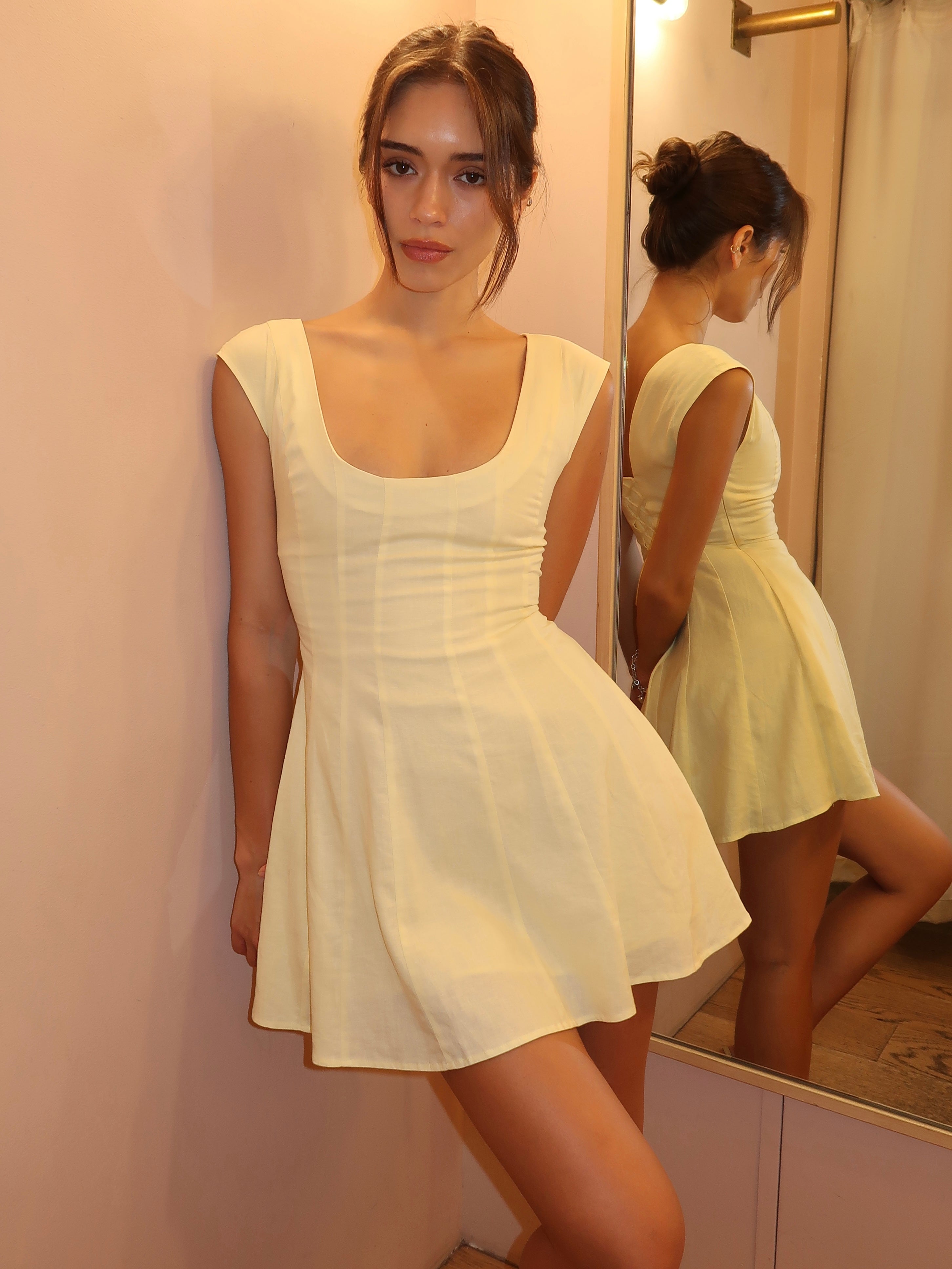 Leila Mini Dress in Honey Butter