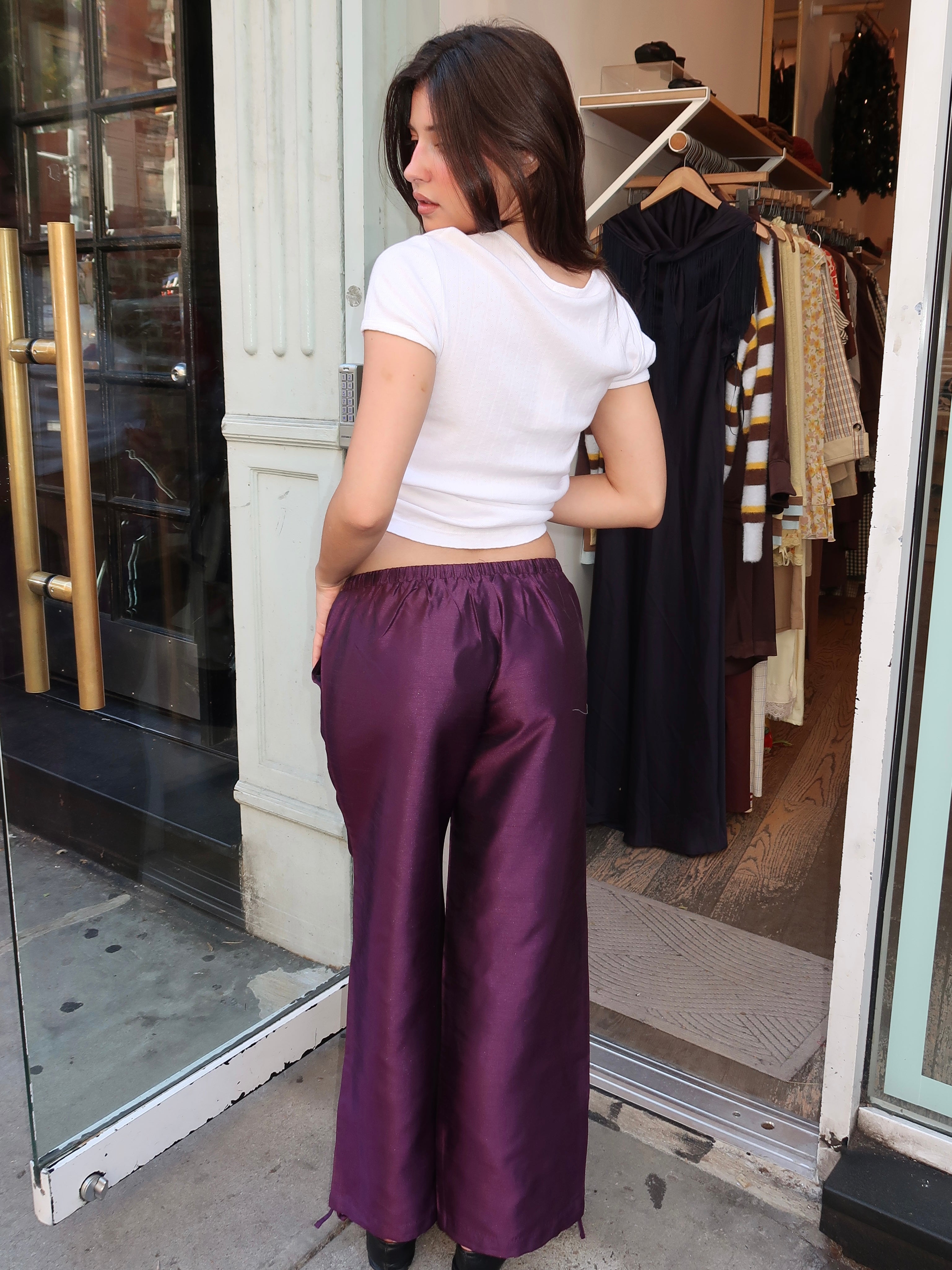 Skye Taffeta Pants in Grape