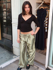Skye Taffeta Pants in Honeydew