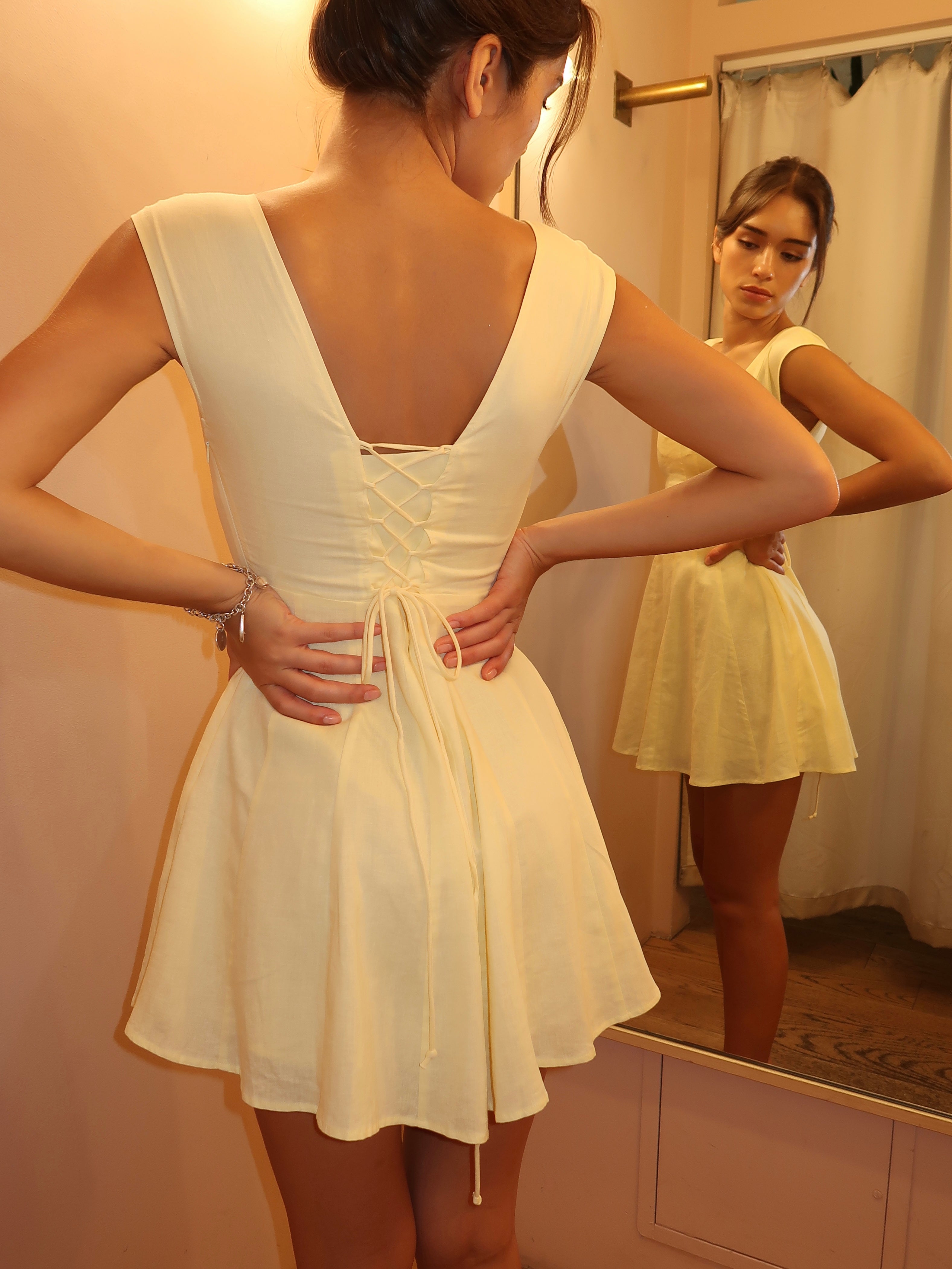 Leila Mini Dress in Honey Butter