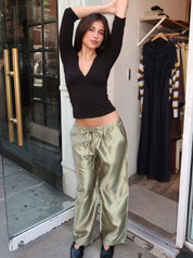 Skye Taffeta Pants in Honeydew