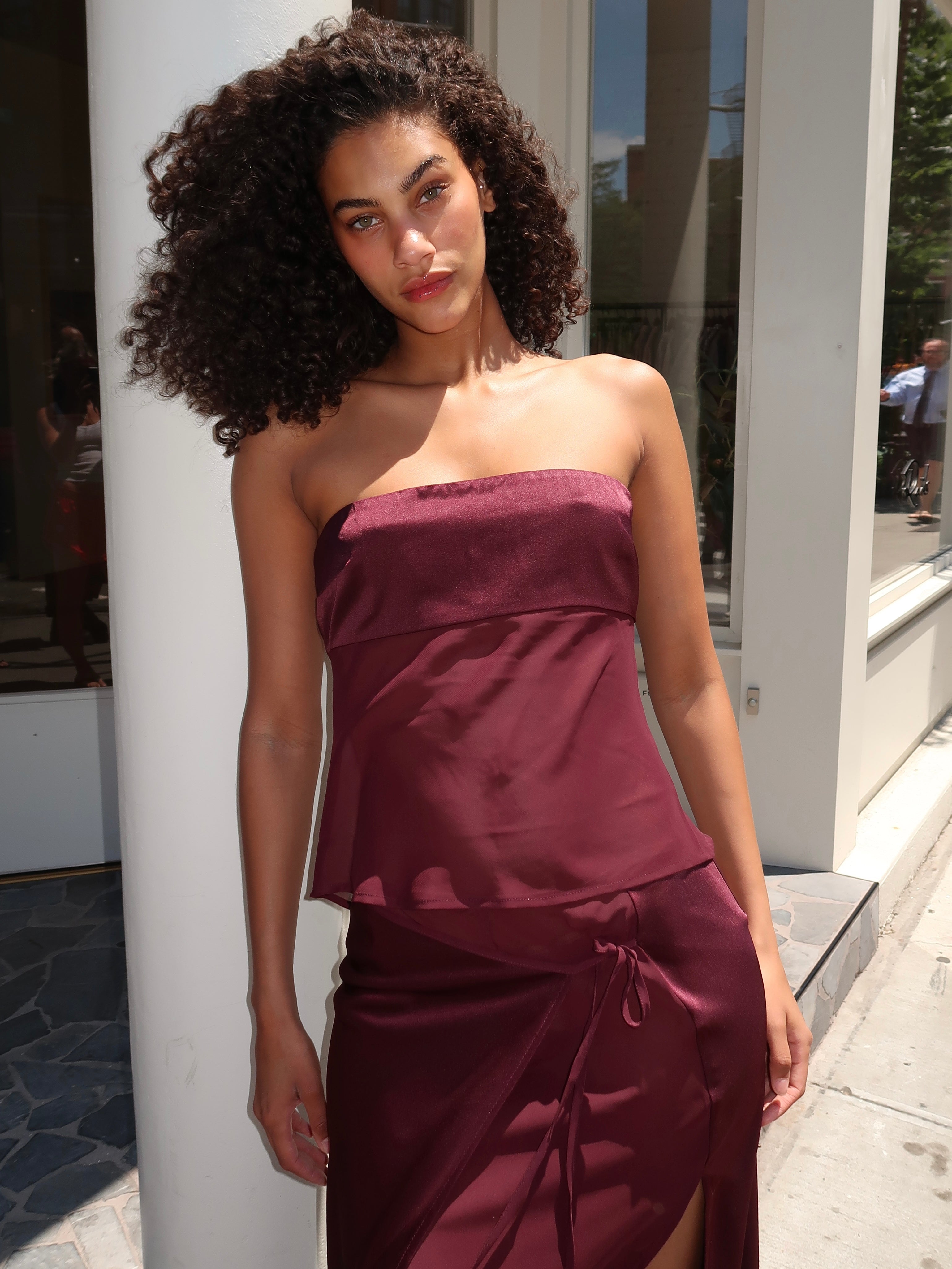 Patrice Strapless Top in Plum