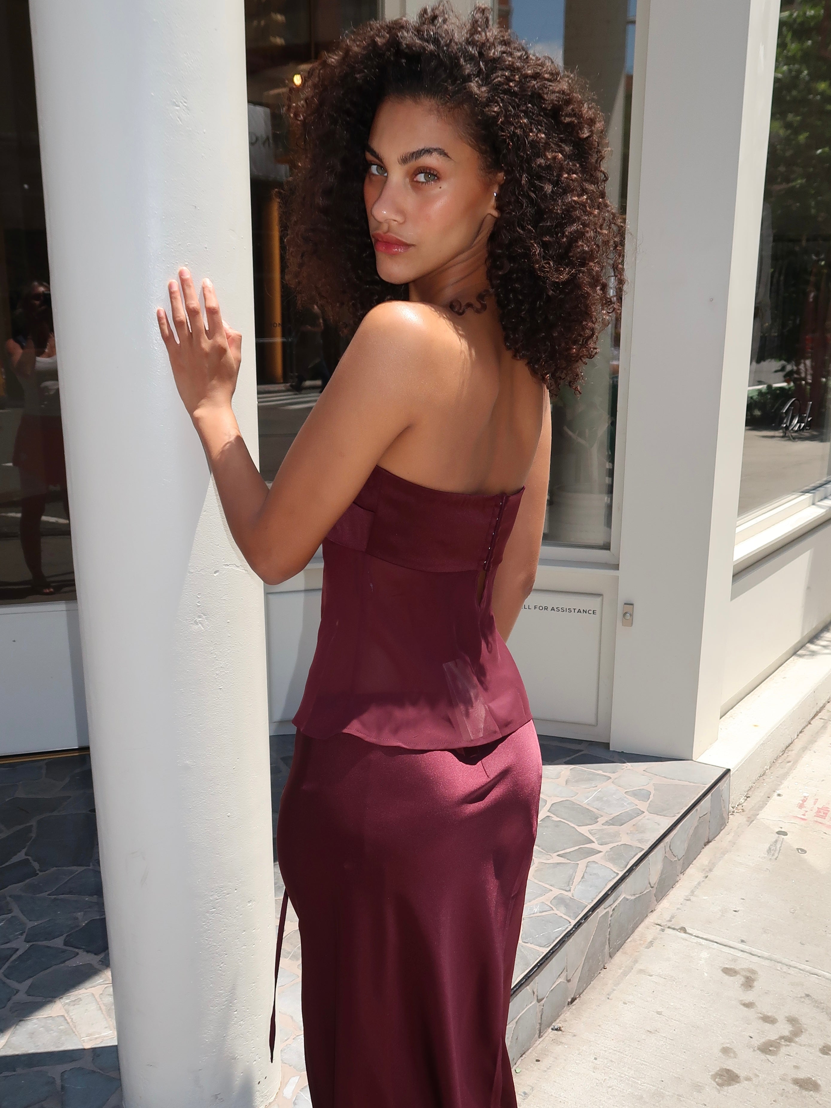 Patrice Strapless Top in Plum