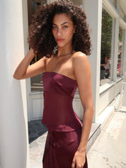 Patrice Strapless Top in Plum