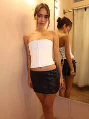 Low Rise Paillette Skirt in Matte Black