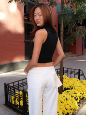 Aubrie High Neck Metal Ring Top in Black