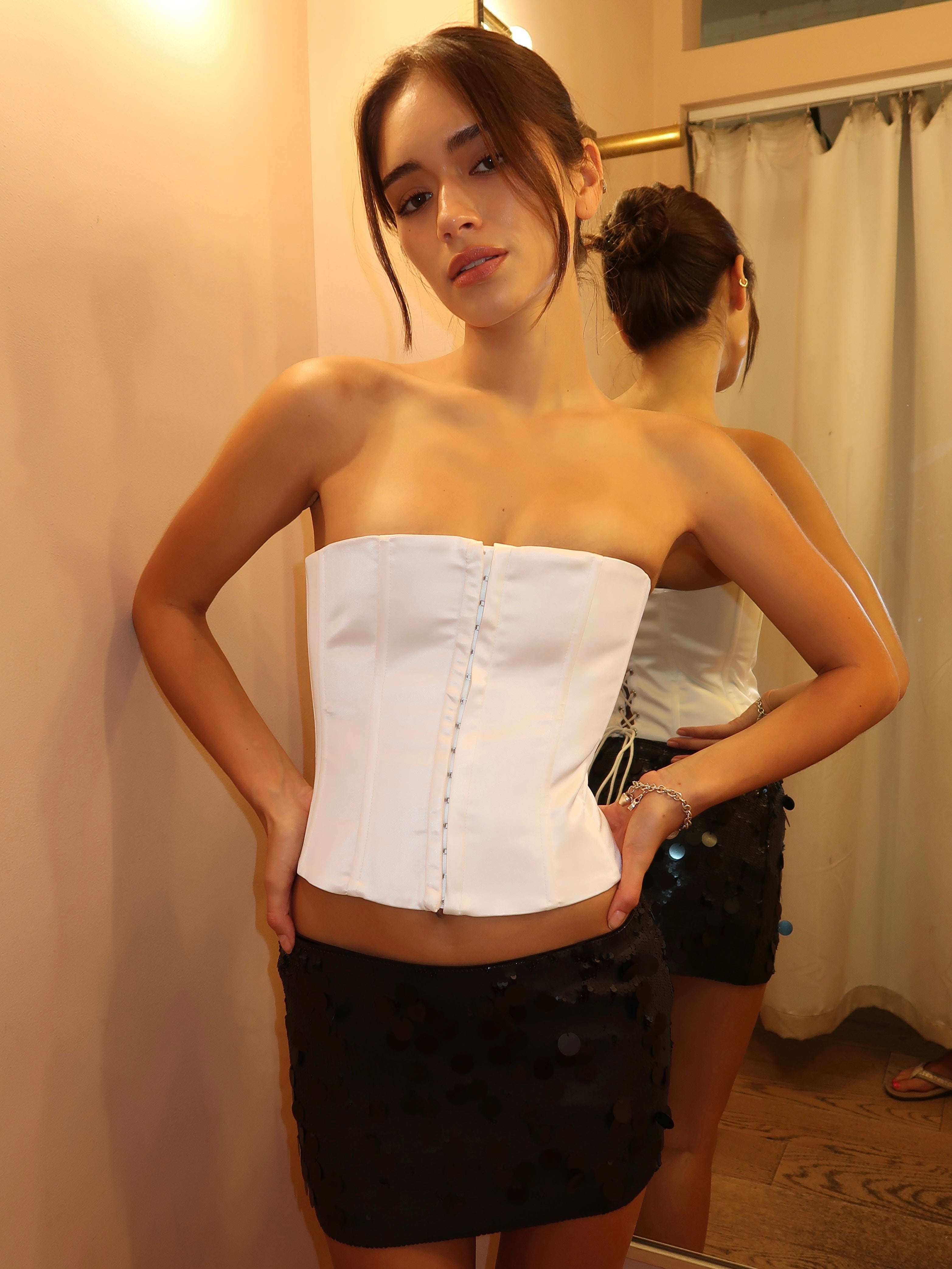 Satin Corset in White