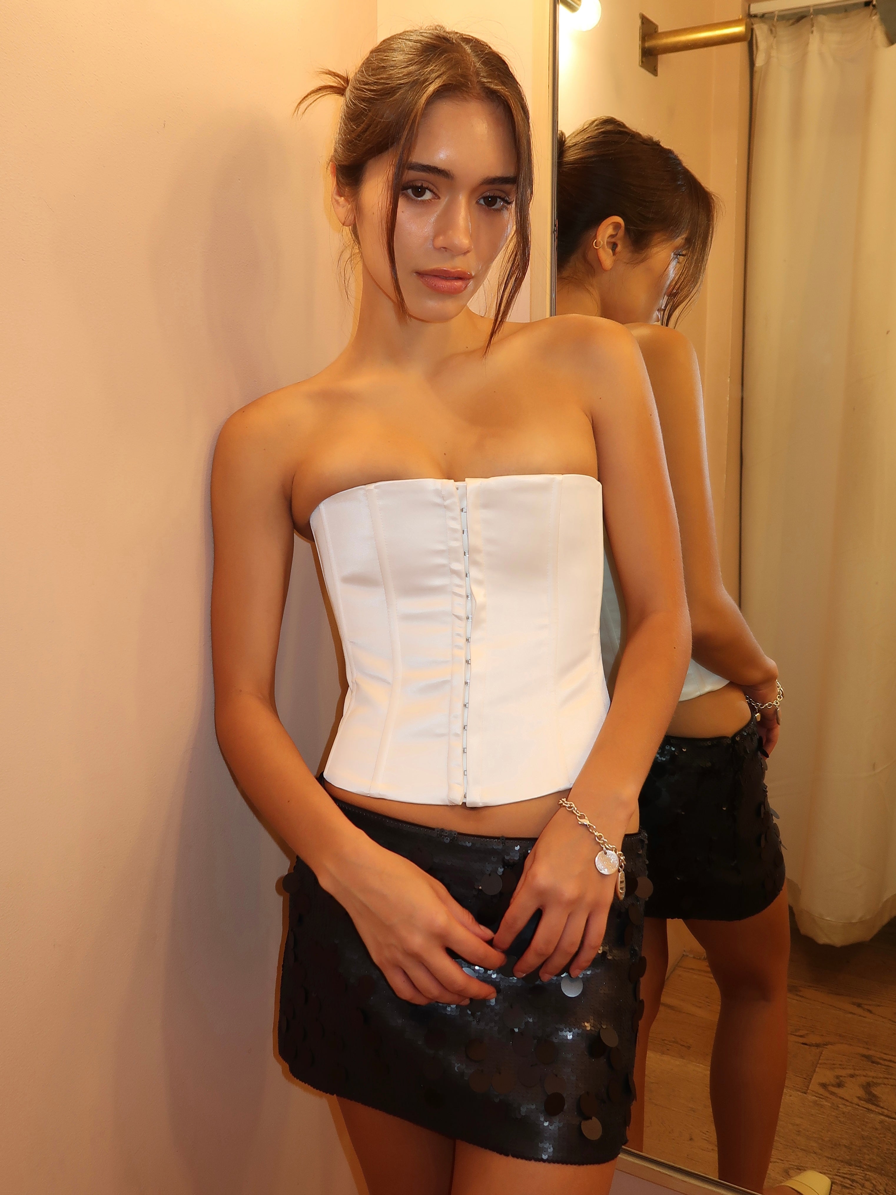 Satin Corset in White