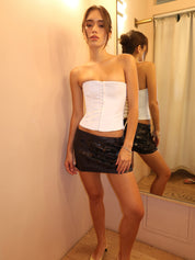Low Rise Paillette Skirt in Matte Black
