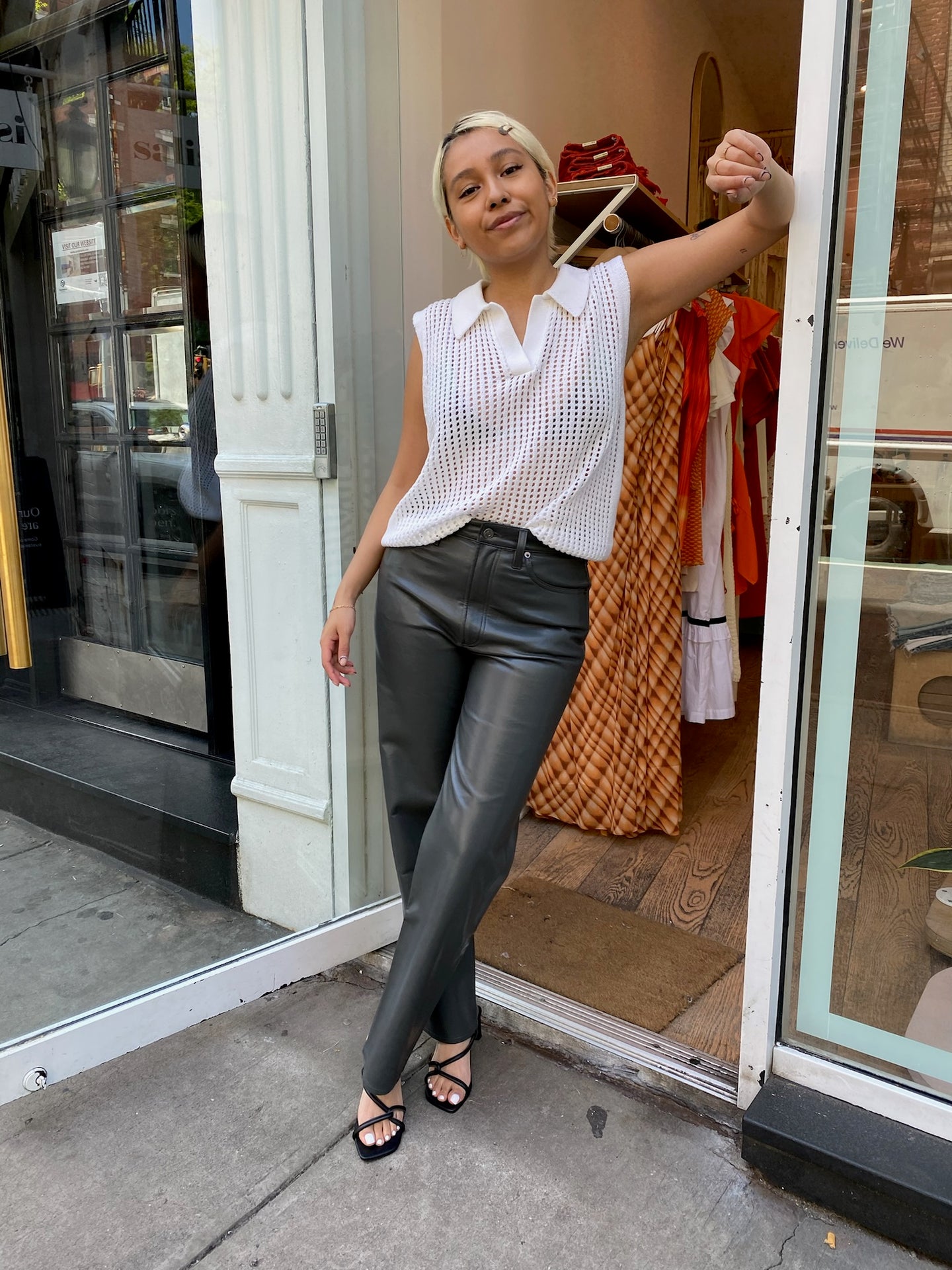 Recycled Leather 90's Pinch Waist in Marker