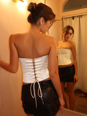 Satin Corset in White