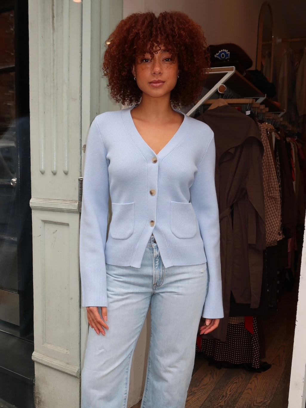Aeron V-Neck Cardigan in Windsurfer