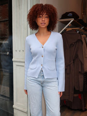 Aeron V-Neck Cardigan in Windsurfer