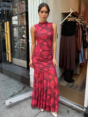 Flower Mesh Dress in Abstract