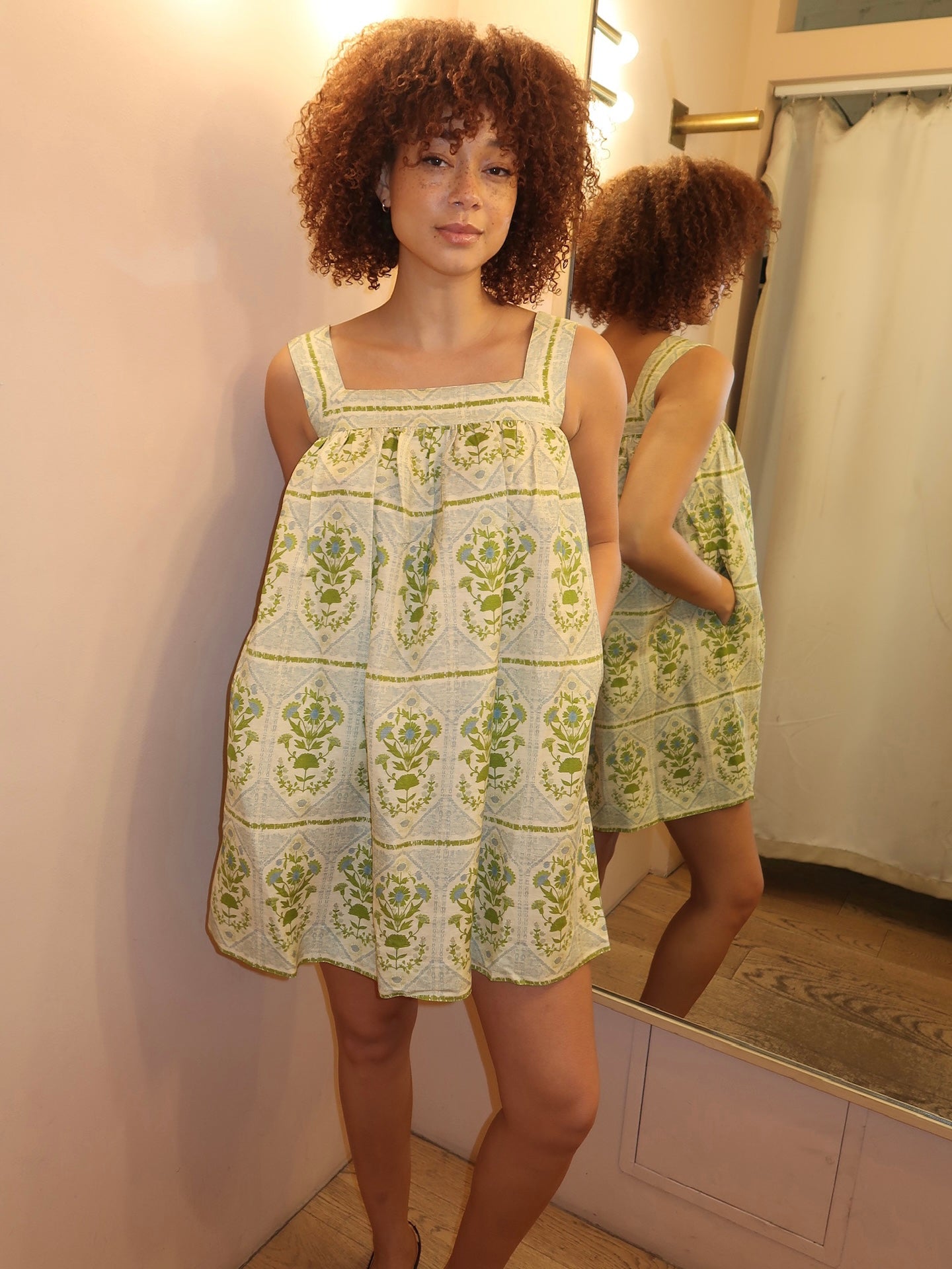 Tipper Dress in Green Trellis