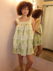 Tipper Dress in Green Trellis