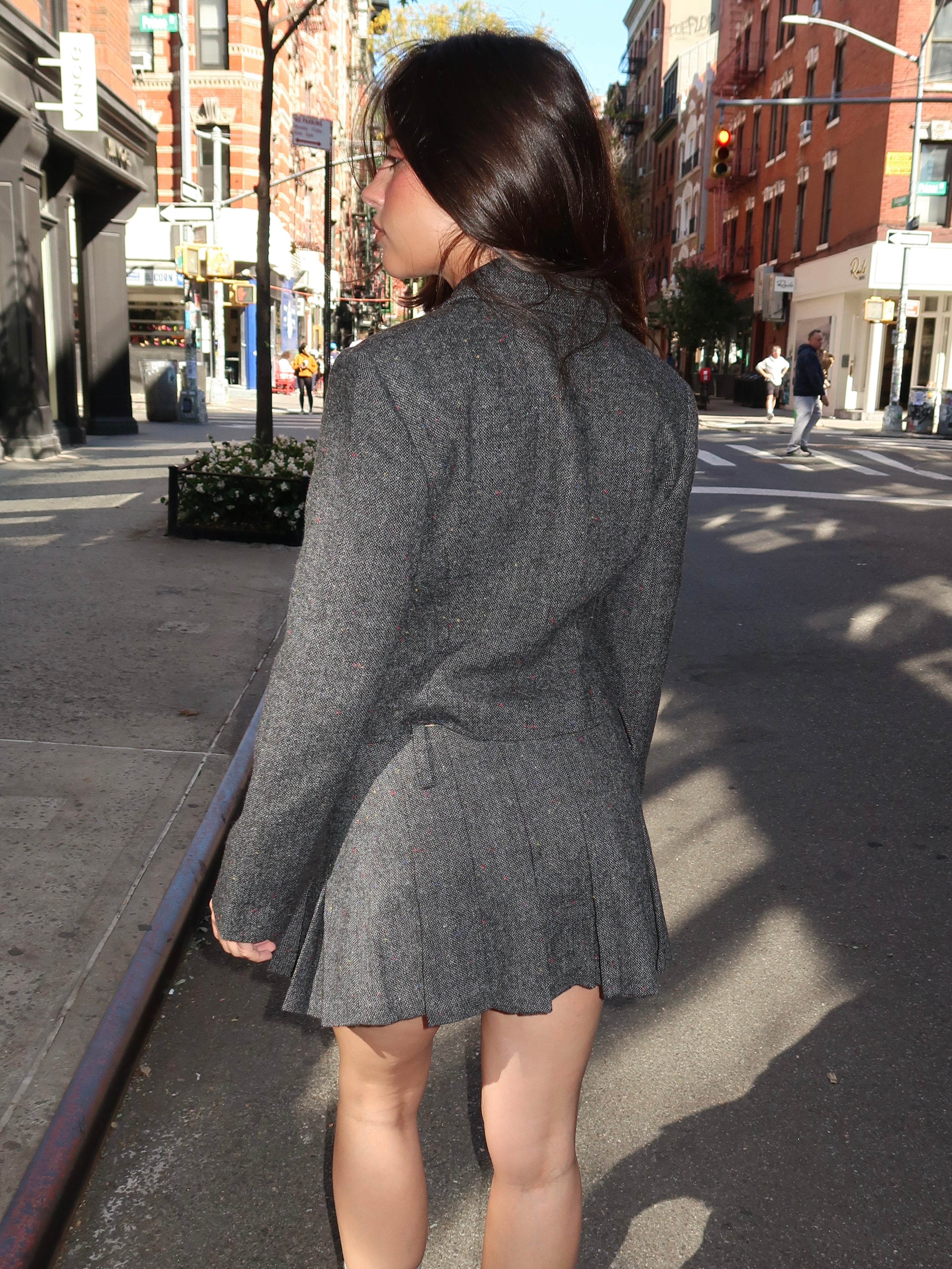 Talia Pleated Mini Skirt in Dark Grey